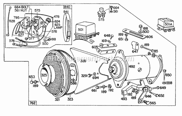 Electric StarterStarter Control Diagram and Parts List for 231461-0040-99  Briggs and Stratton Engine